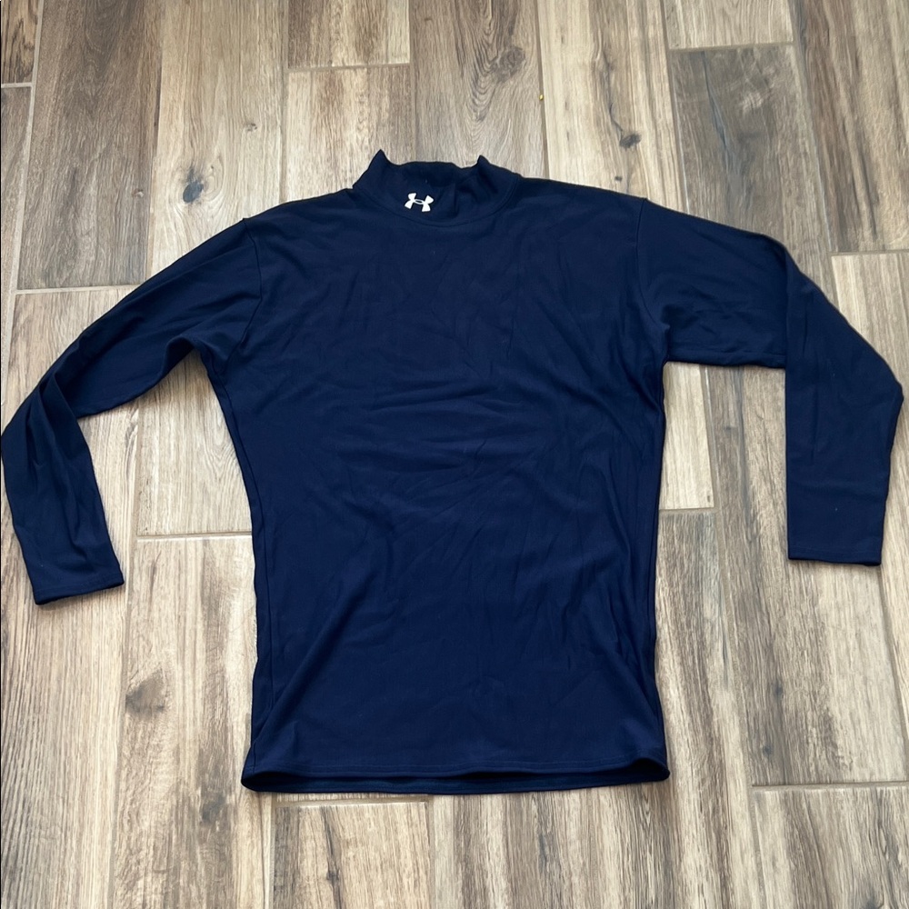 Under Armour Dark Blue Mock Neck Heat Gear Top